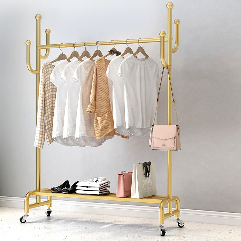 Contemporary Coat Hanger Solid Color Free Standing Storage Shelves Coat Rack with Castors