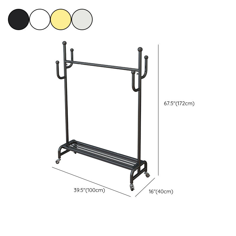 Contemporary Coat Hanger Solid Color Free Standing Storage Shelves Coat Rack with Castors