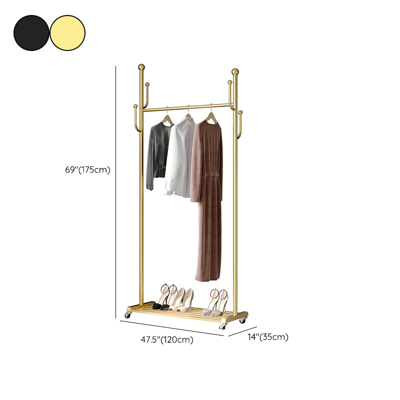 Gorgeous Metal Coat Rack Basket Storage Clothes Hanger with Coat Hooks