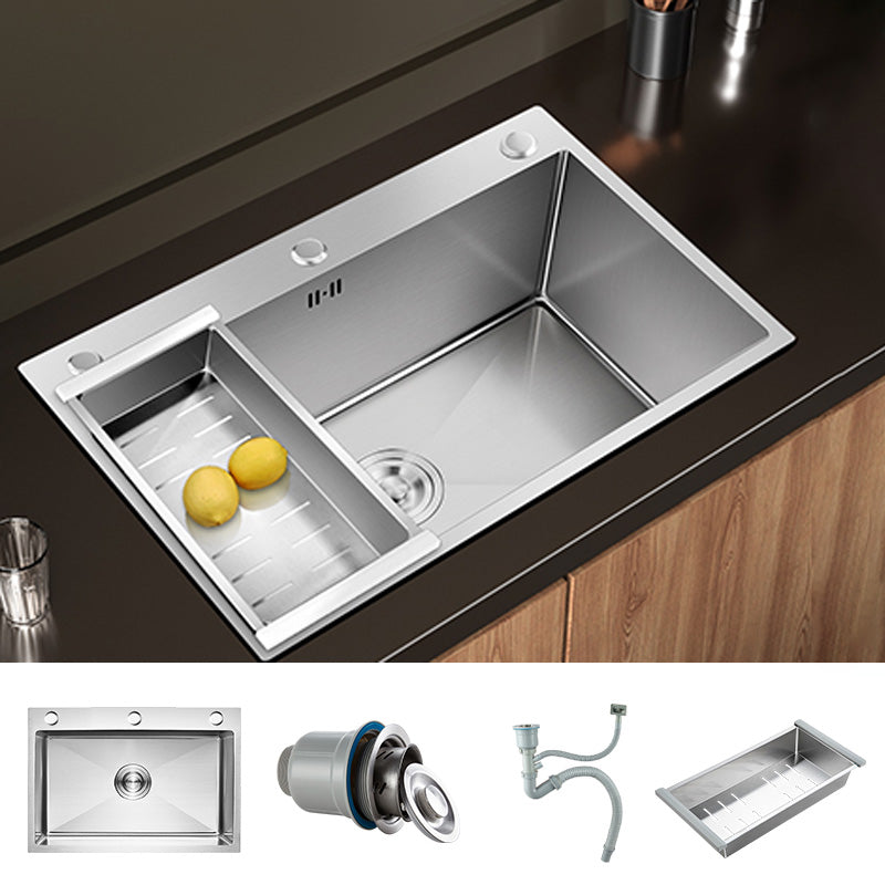 Contemporary Style Kitchen Sink Stainless Steel Colorfast Drop-In Kitchen Sink