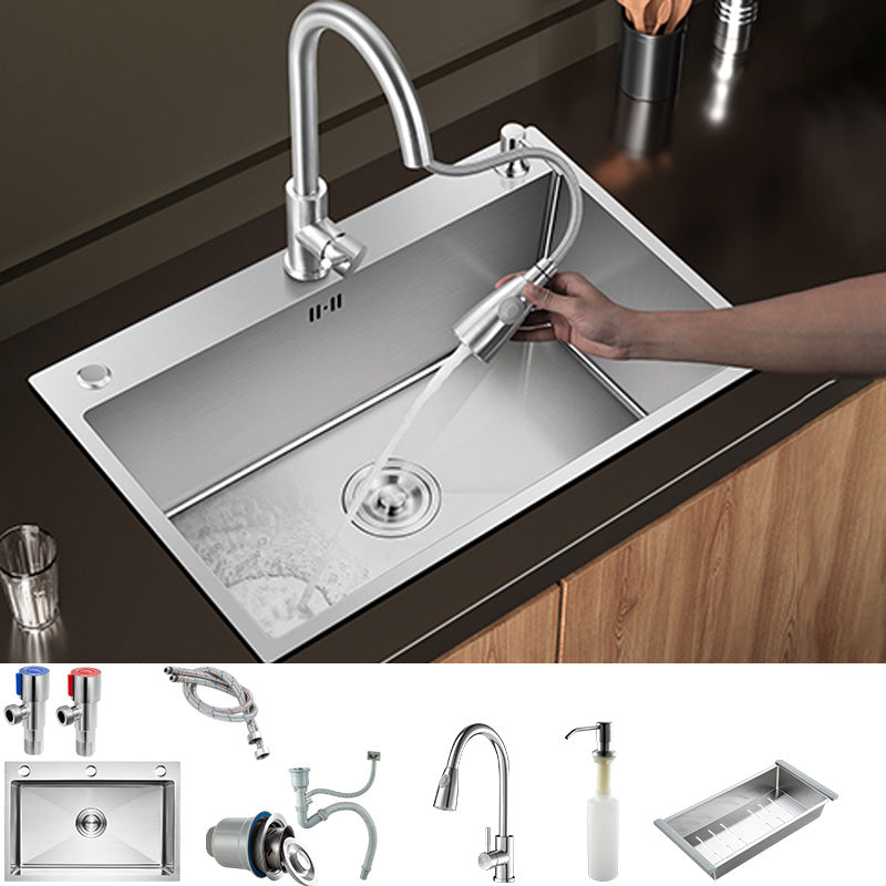 Contemporary Style Kitchen Sink Stainless Steel Colorfast Drop-In Kitchen Sink