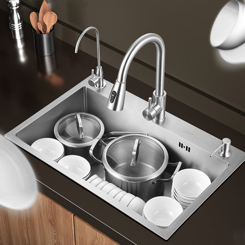 Contemporary Style Kitchen Sink Stainless Steel Colorfast Drop-In Kitchen Sink