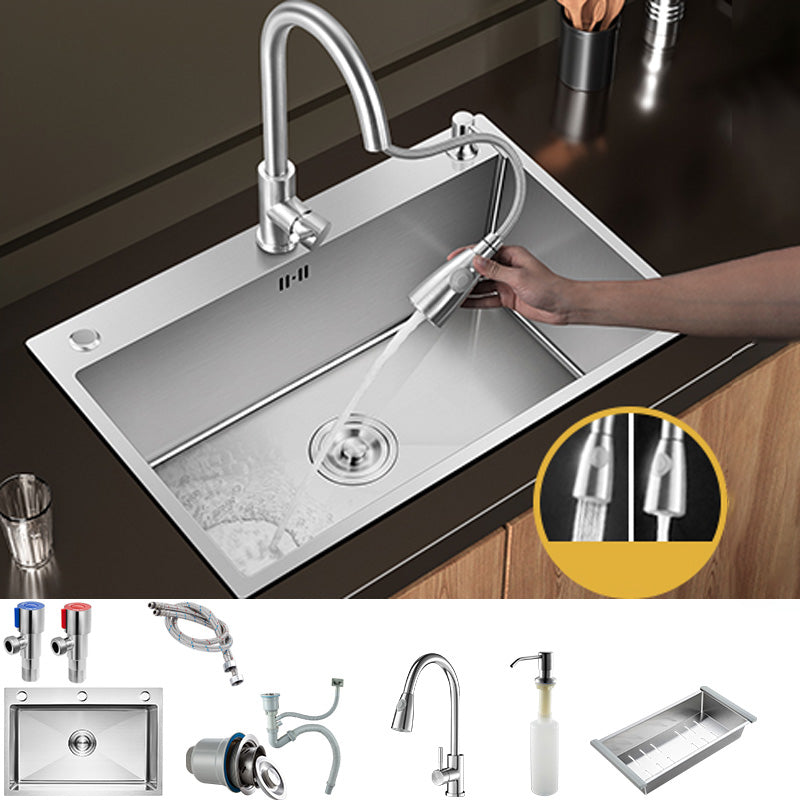 Contemporary Style Kitchen Sink Stainless Steel Colorfast Drop-In Kitchen Sink