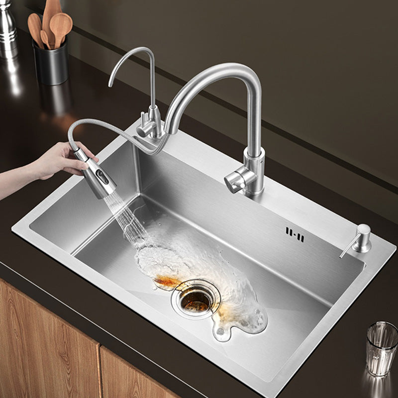 Contemporary Style Kitchen Sink Stainless Steel Colorfast Drop-In Kitchen Sink