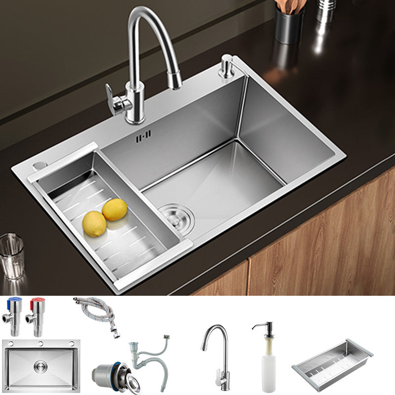 Contemporary Style Kitchen Sink Stainless Steel Colorfast Drop-In Kitchen Sink