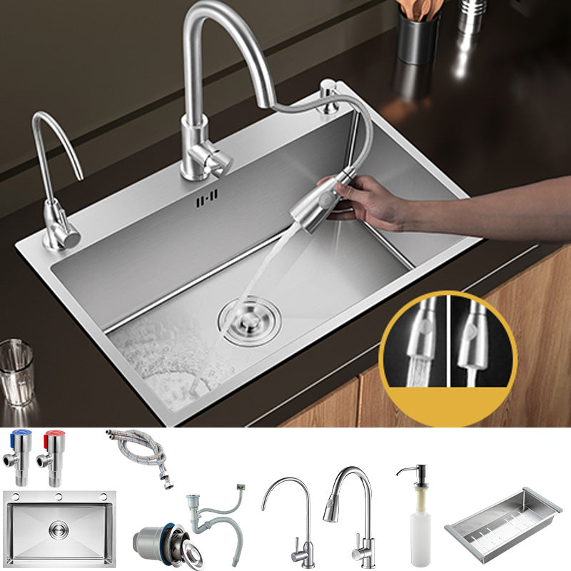 Contemporary Style Kitchen Sink Stainless Steel Colorfast Drop-In Kitchen Sink