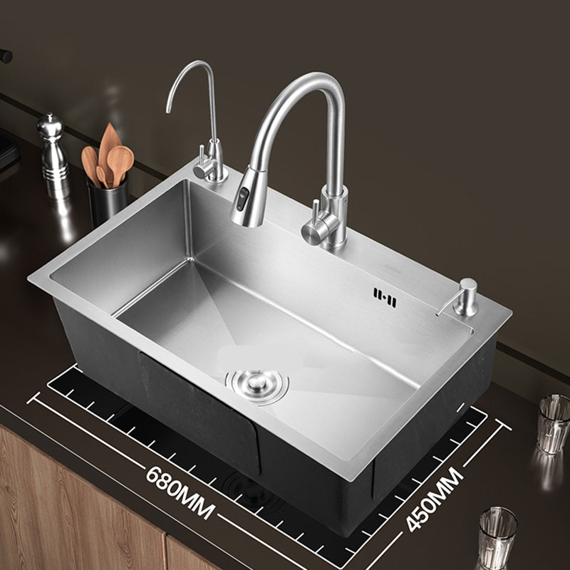 Contemporary Style Kitchen Sink Stainless Steel Colorfast Drop-In Kitchen Sink