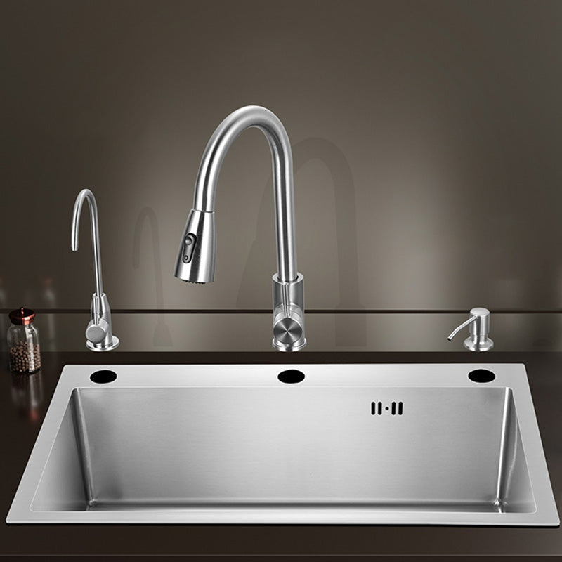 Contemporary Style Kitchen Sink Stainless Steel Colorfast Drop-In Kitchen Sink