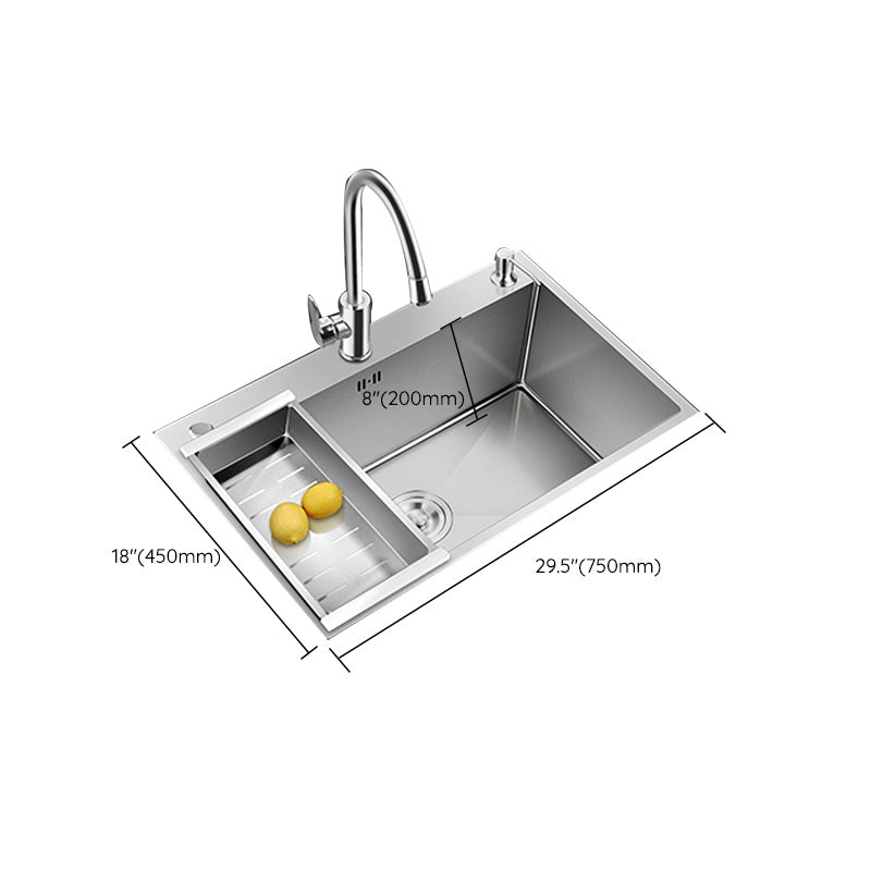 Contemporary Style Kitchen Sink Stainless Steel Colorfast Drop-In Kitchen Sink