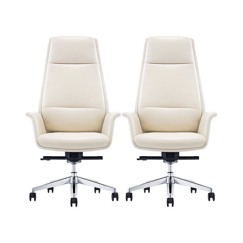 Contemporary White Leather Managers Chair Armless Upholstered Office Chair