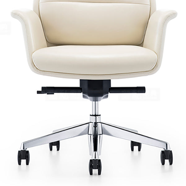 Contemporary White Leather Managers Chair Armless Upholstered Office Chair