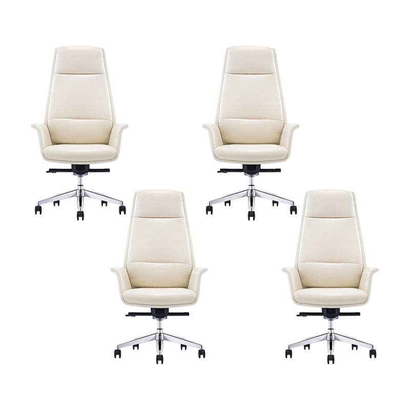 Contemporary White Leather Managers Chair Armless Upholstered Office Chair