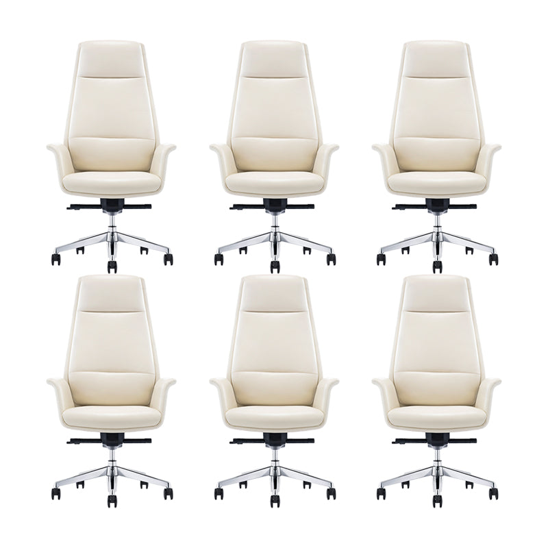 Contemporary White Leather Managers Chair Armless Upholstered Office Chair