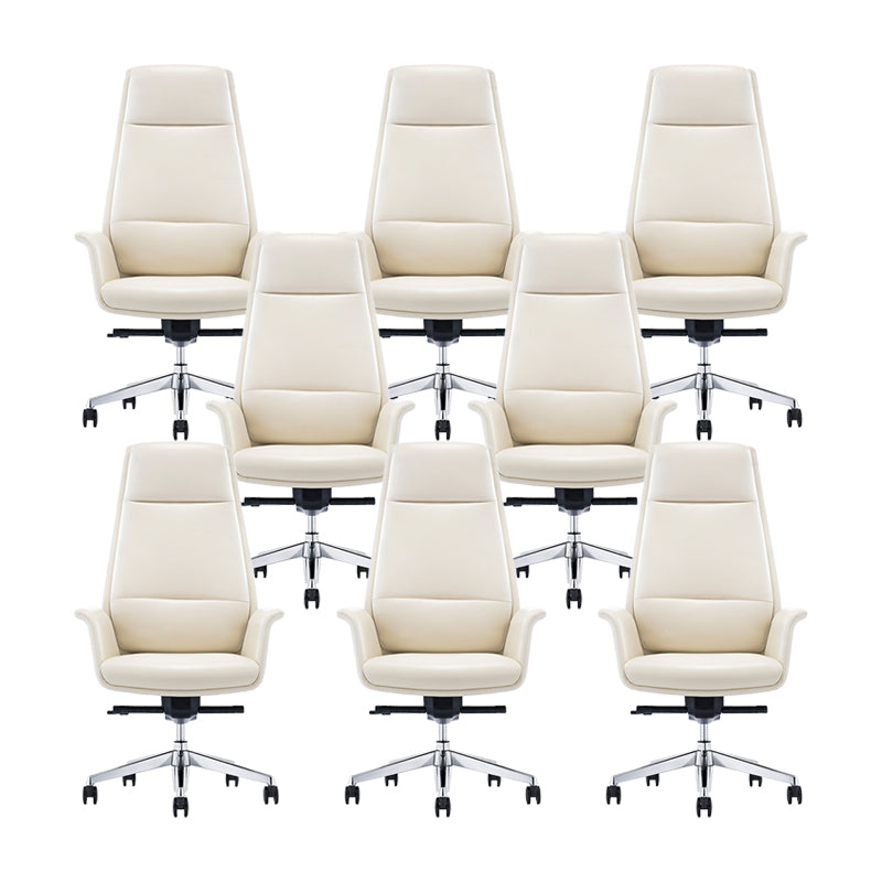 Contemporary White Leather Managers Chair Armless Upholstered Office Chair