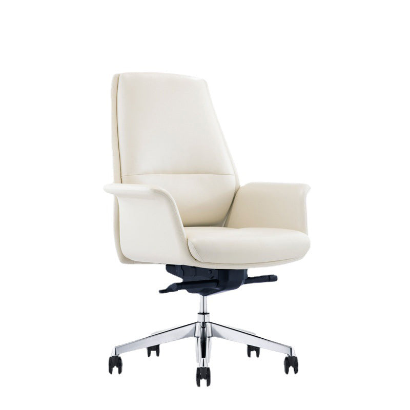 Contemporary White Leather Managers Chair Armless Upholstered Office Chair