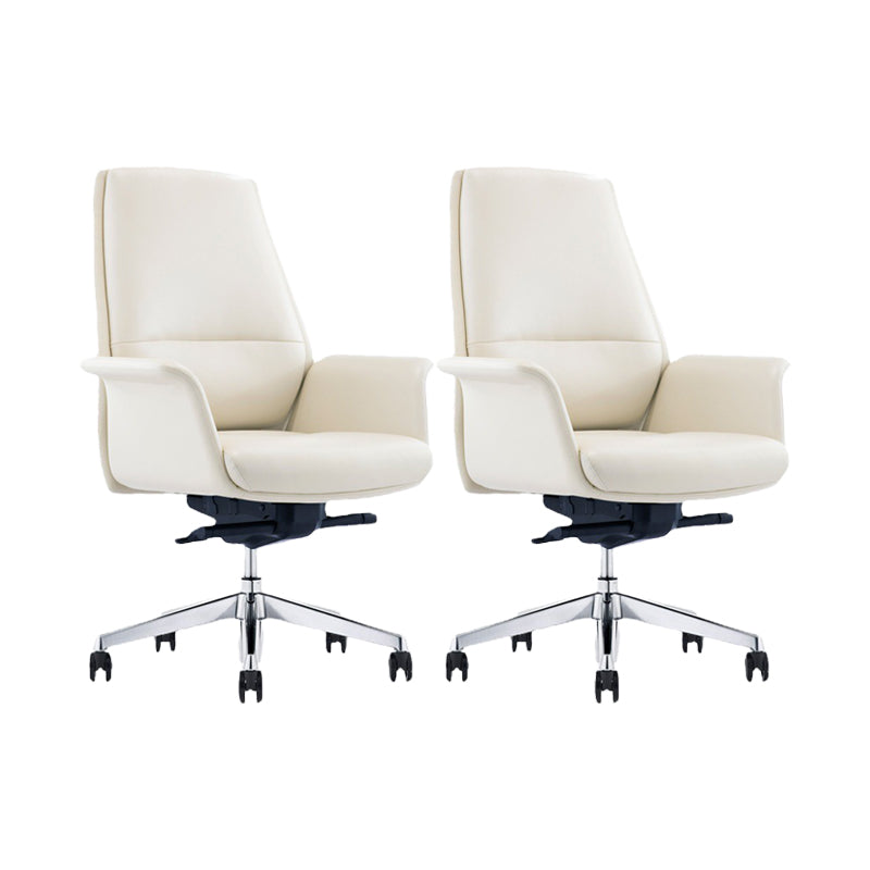 Contemporary White Leather Managers Chair Armless Upholstered Office Chair