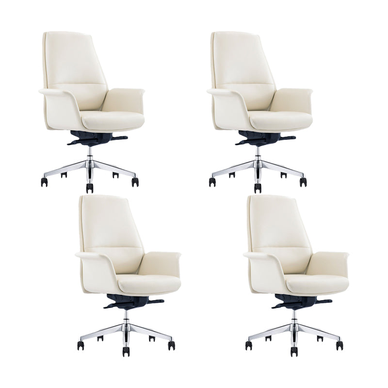 Contemporary White Leather Managers Chair Armless Upholstered Office Chair