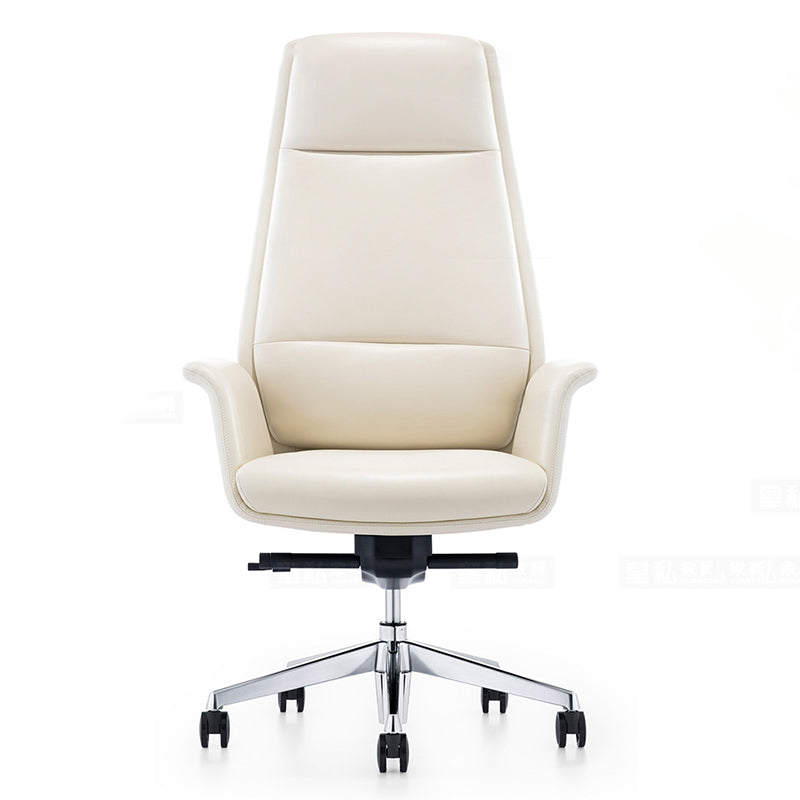 Contemporary White Leather Managers Chair Armless Upholstered Office Chair