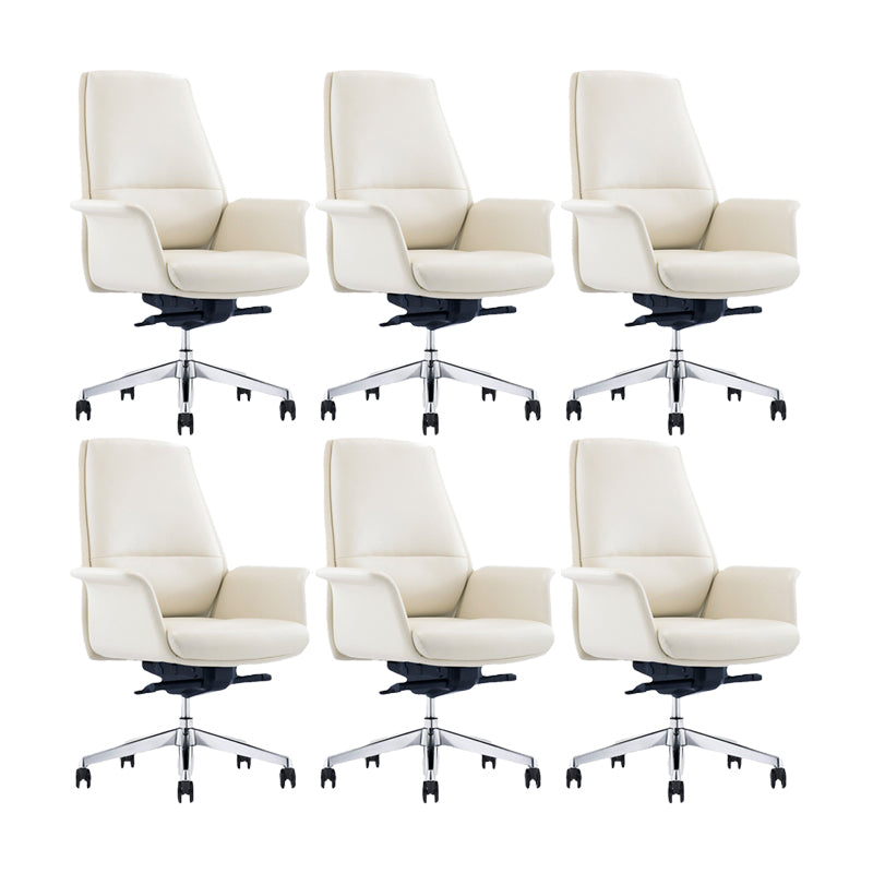 Contemporary White Leather Managers Chair Armless Upholstered Office Chair