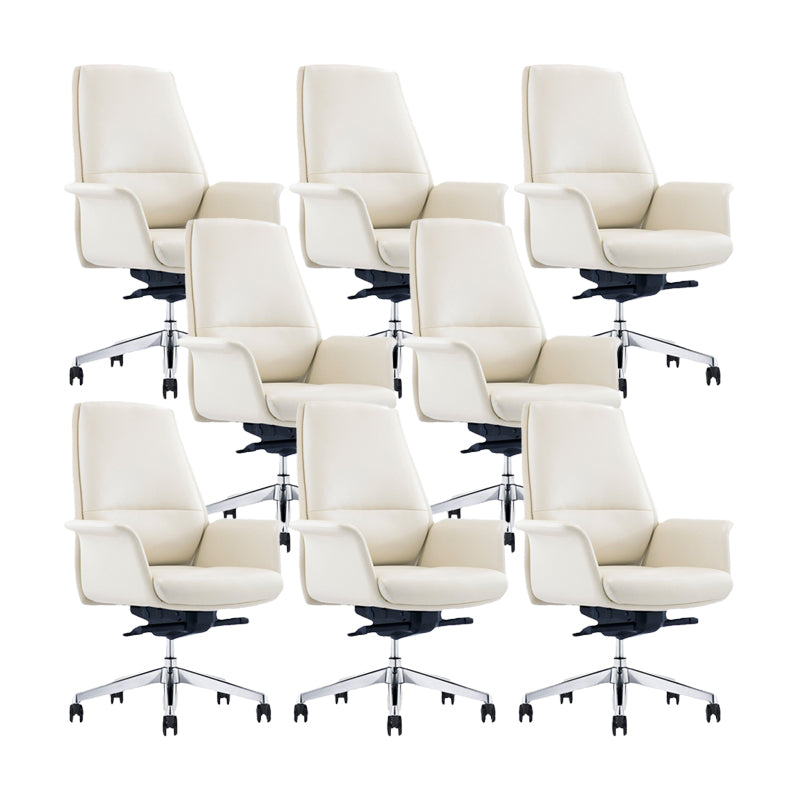 Contemporary White Leather Managers Chair Armless Upholstered Office Chair