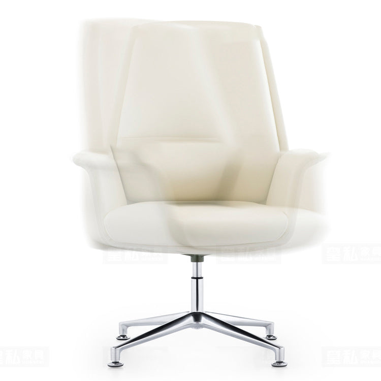 Contemporary White Leather Managers Chair Armless Upholstered Office Chair