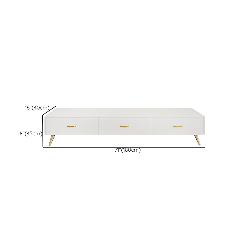 Glam Style TV Stand White Colour Enclosed Storage TV Console with Cabinet