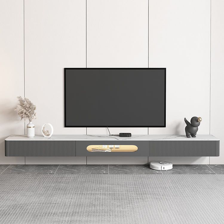 9.84"H TV Stand Contemporary Style Wall-mounted Gray TV Console with 2 Drawers