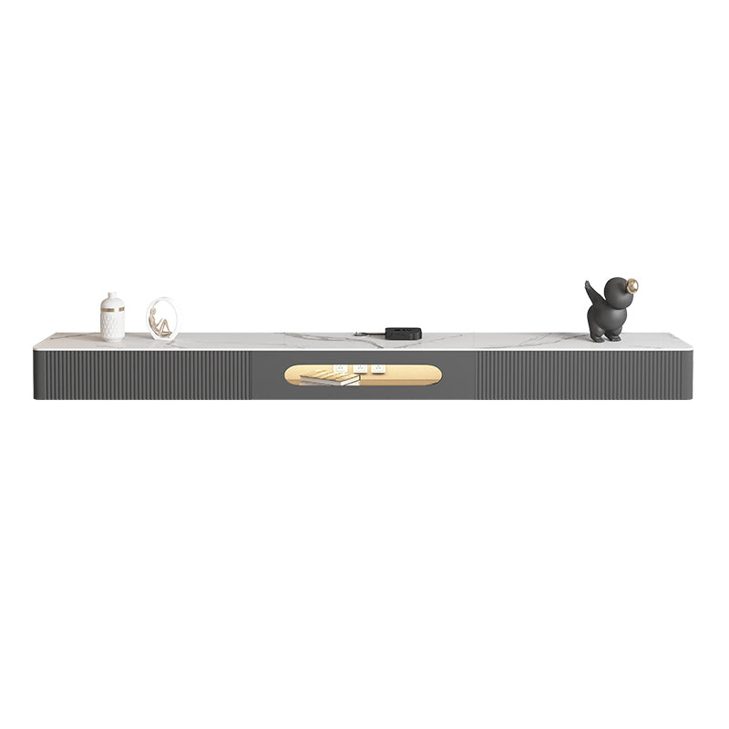 9.84"H TV Stand Contemporary Style Wall-mounted Gray TV Console with 2 Drawers