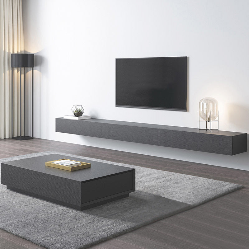 Modern Wood TV Stand Console Floating Black TV Media Stand for Living Room