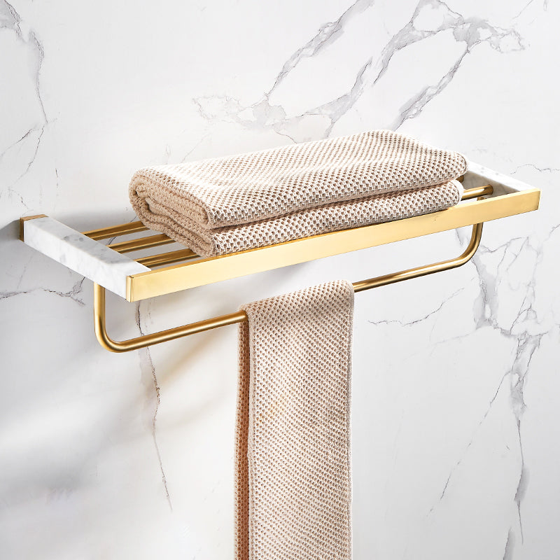 Metal and Marble Bathroom Accessory as Individual or as a Set in Gold