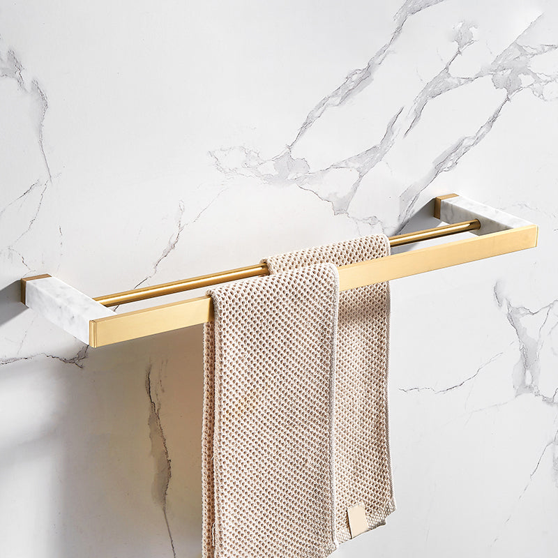 Metal and Marble Bathroom Accessory as Individual or as a Set in Gold