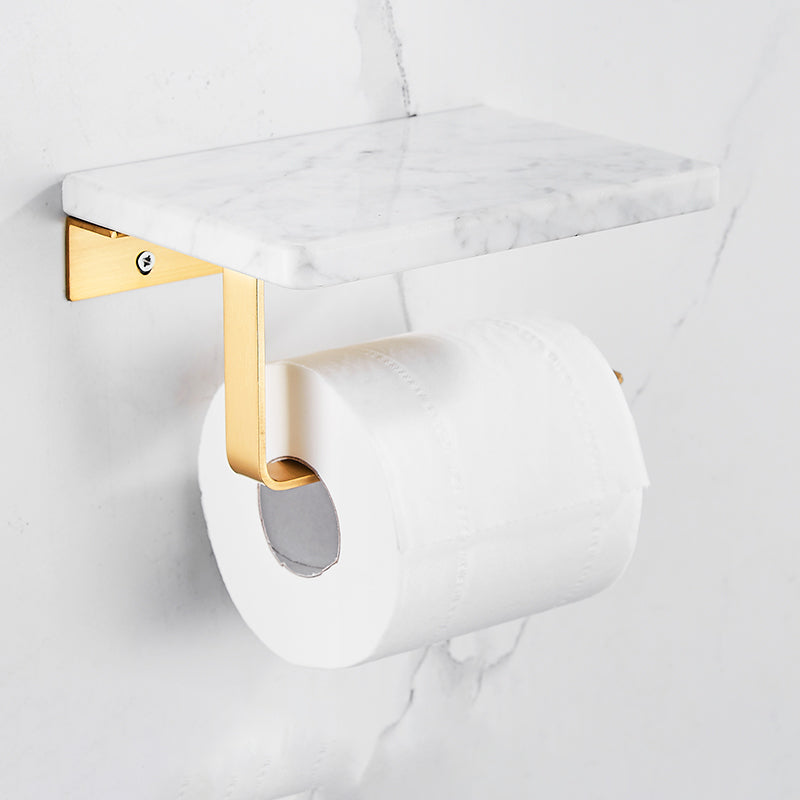 Metal and Marble Bathroom Accessory as Individual or as a Set in Gold