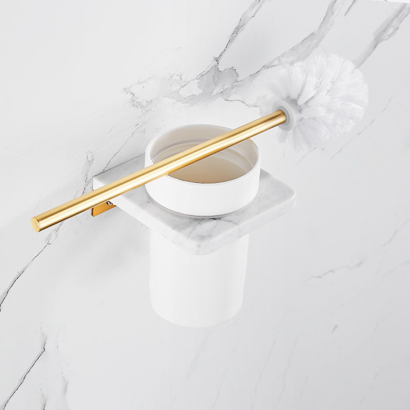 Metal and Marble Bathroom Accessory as Individual or as a Set in Gold