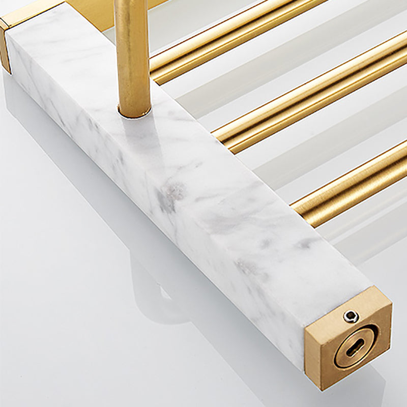 Metal and Marble Bathroom Accessory as Individual or as a Set in Gold