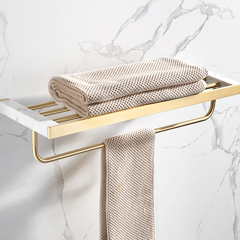 Metal and Marble Bathroom Accessory as Individual or as a Set in Gold