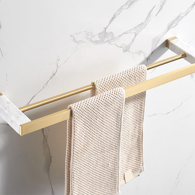 Metal and Marble Bathroom Accessory as Individual or as a Set in Gold