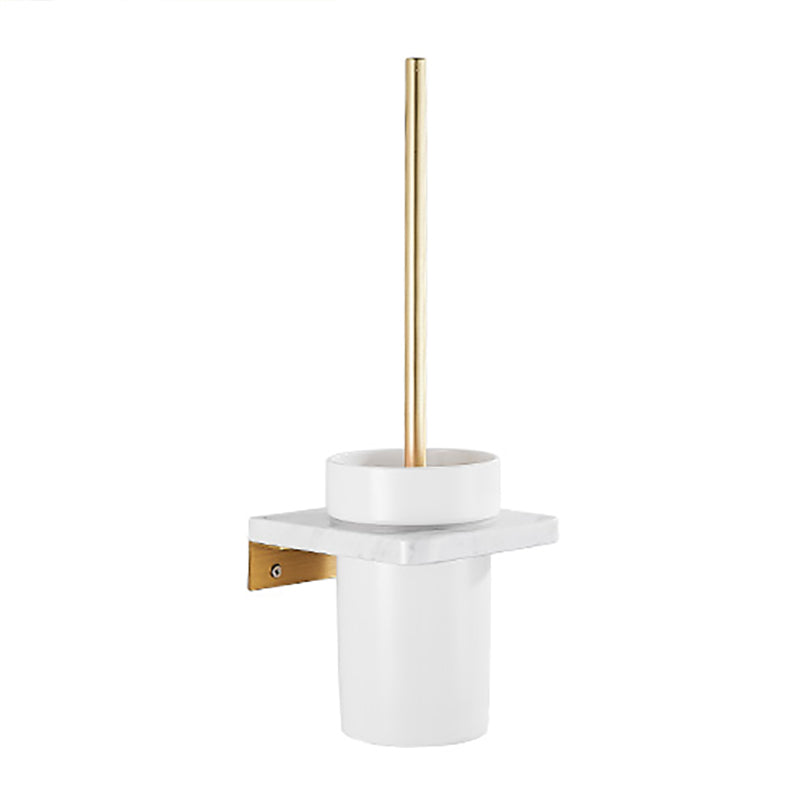 Metal and Marble Bathroom Accessory as Individual or as a Set in Gold