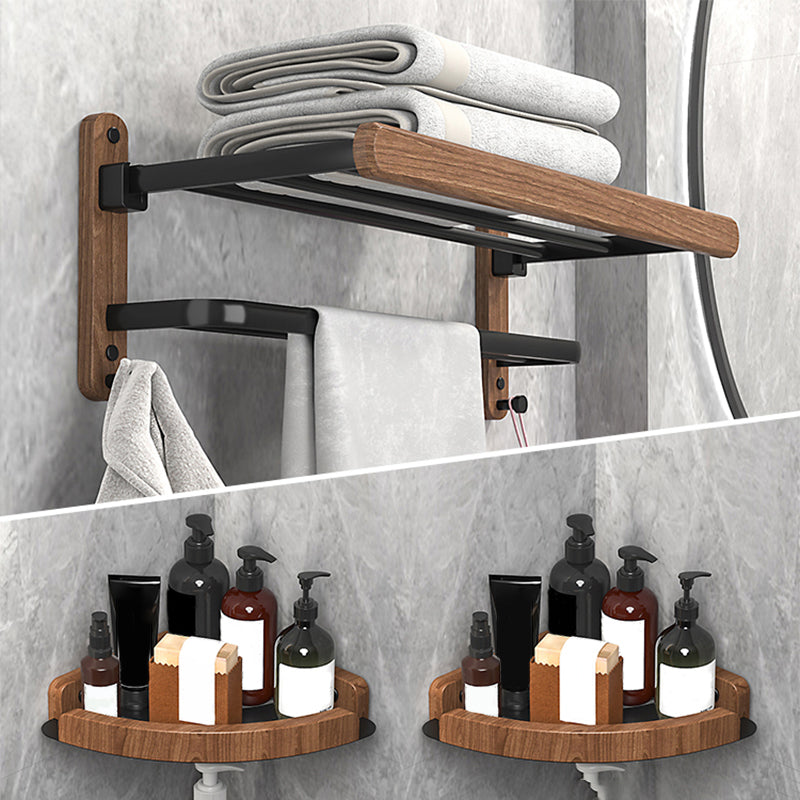 Metal and Wood Bathroom Accessory as Individual or as a Set without Punching