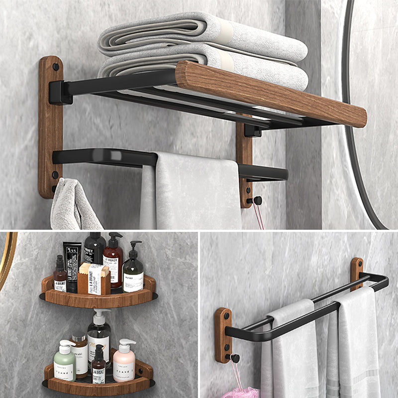 Metal and Wood Bathroom Accessory as Individual or as a Set without Punching