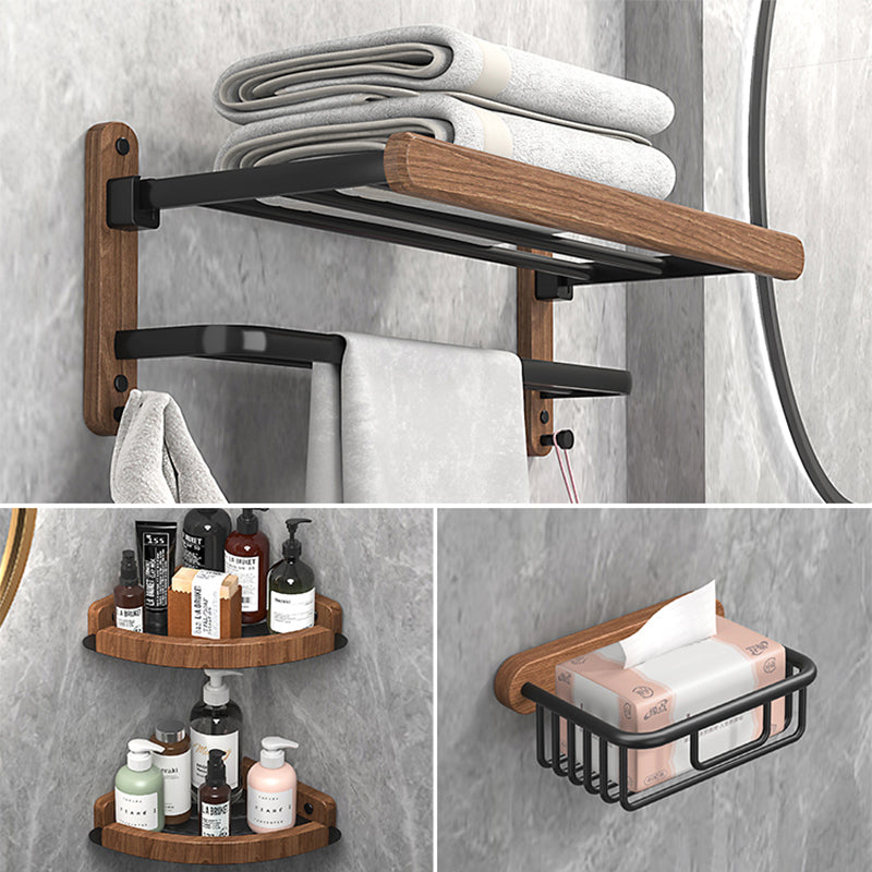 Metal and Wood Bathroom Accessory as Individual or as a Set without Punching