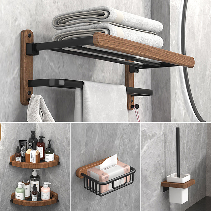 Metal and Wood Bathroom Accessory as Individual or as a Set without Punching