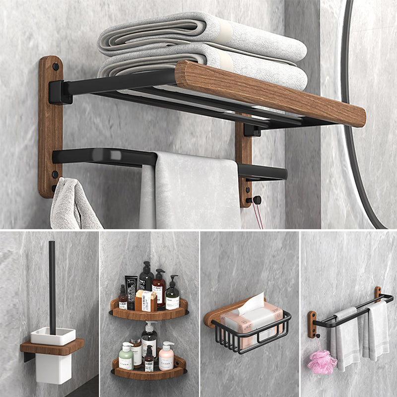 Metal and Wood Bathroom Accessory as Individual or as a Set without Punching