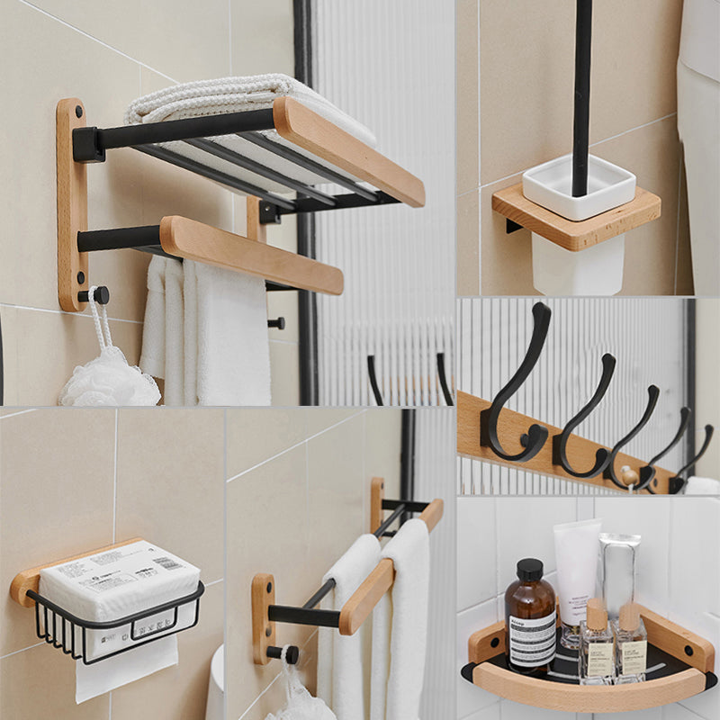 Metal and Wood Bathroom Accessory as Individual or as a Set in Black