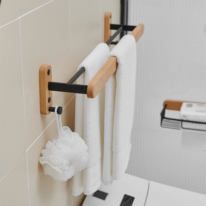 Metal and Wood Bathroom Accessory as Individual or as a Set in Black