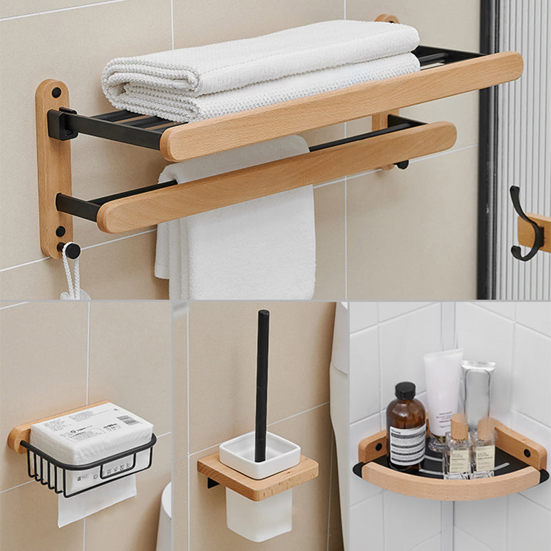 Metal and Wood Bathroom Accessory as Individual or as a Set in Black