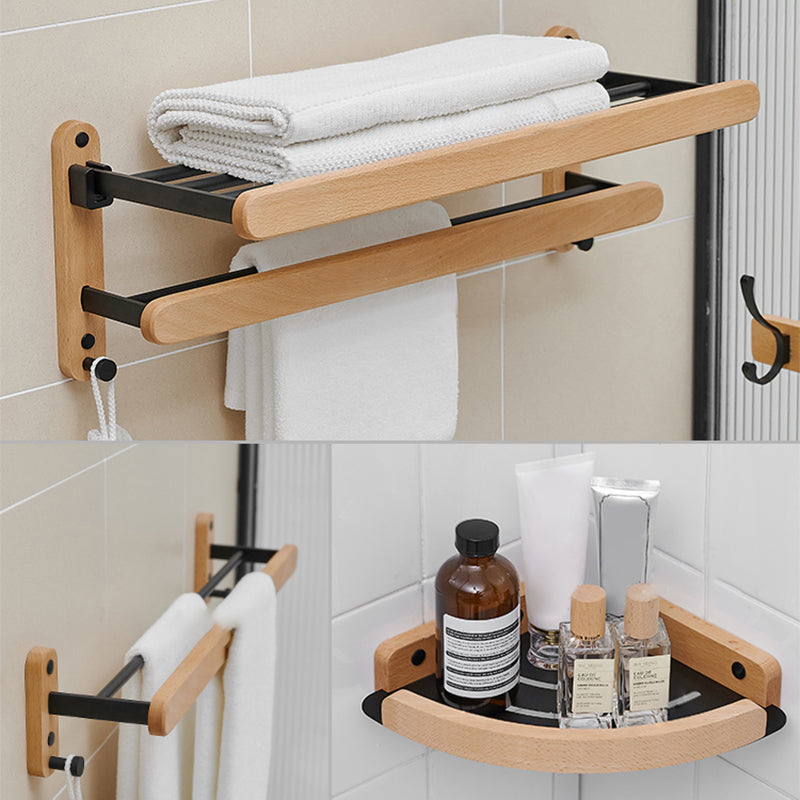 Metal and Wood Bathroom Accessory as Individual or as a Set in Black