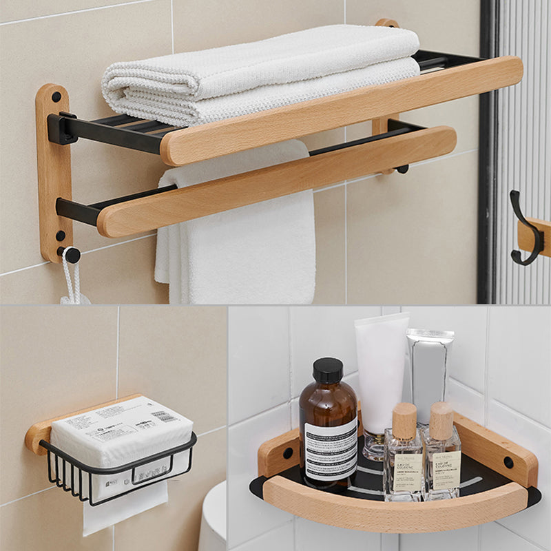 Metal and Wood Bathroom Accessory as Individual or as a Set in Black