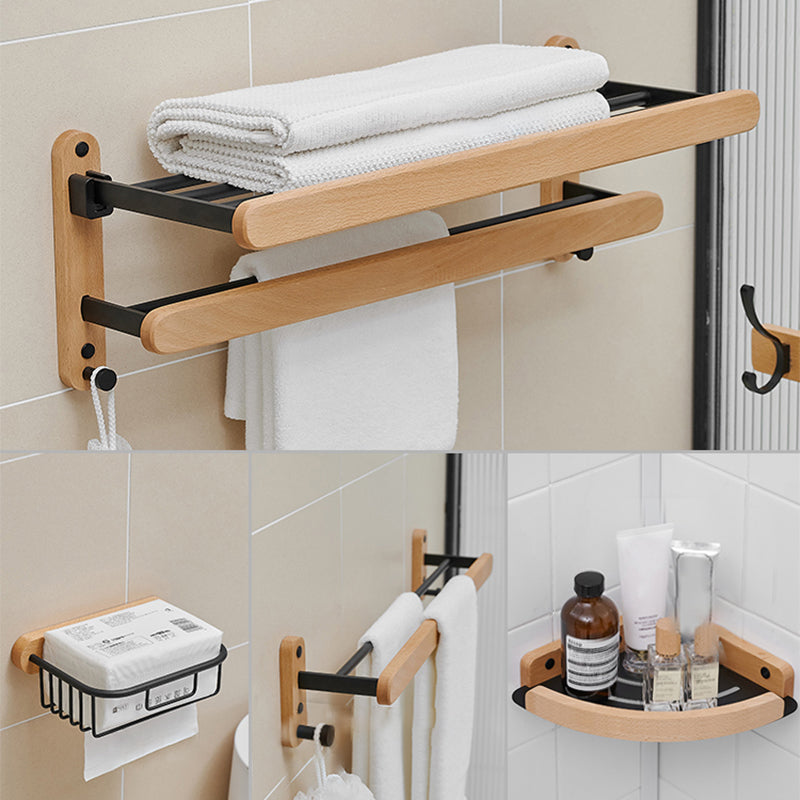 Metal and Wood Bathroom Accessory as Individual or as a Set in Black