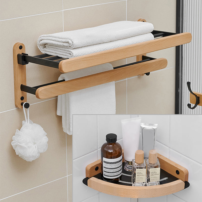 Metal and Wood Bathroom Accessory as Individual or as a Set in Black