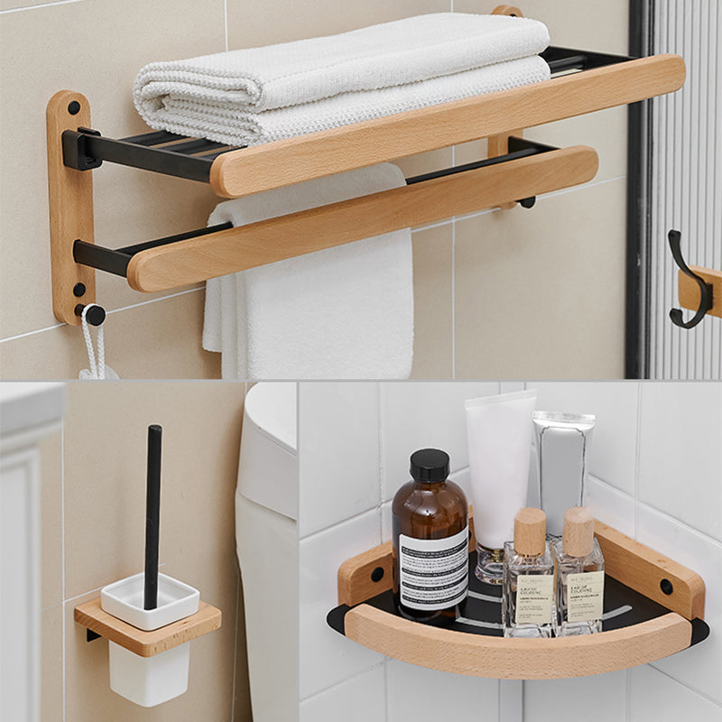 Metal and Wood Bathroom Accessory as Individual or as a Set in Black